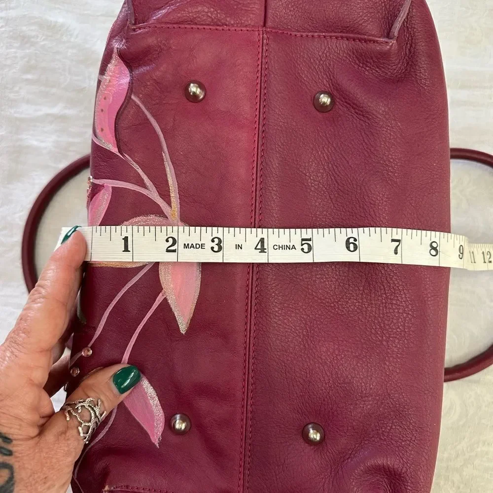 Gianfranco Sisti Floral Embellished Italian Leather Bag Purse Pocketbook